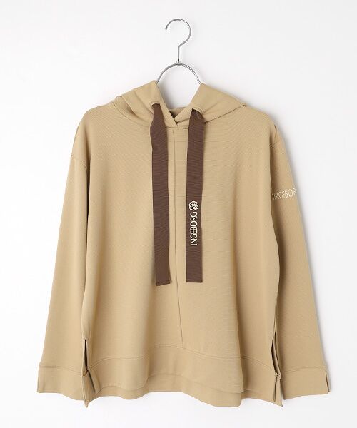 INGEBORG / インゲボルグ カットソー | カメリアロゴ刺繍入りカットソーフーディ（ベージュ）