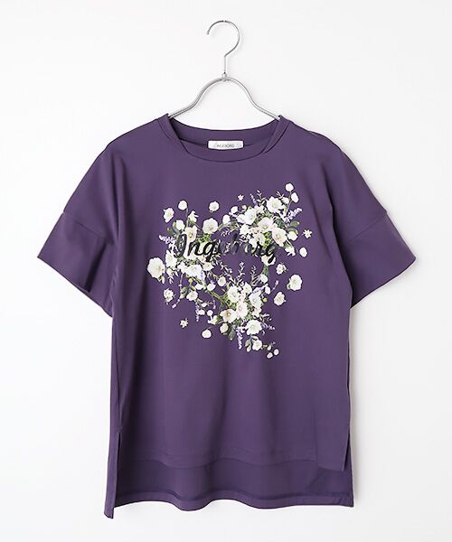 INGEBORG / インゲボルグ Tシャツ | アネモネワンポイントpt.Tシャツ（パープル）