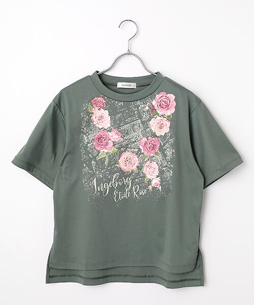 INGEBORG / インゲボルグ Tシャツ | エトワールローズワンポイントpt.カットソー（オリーブ）