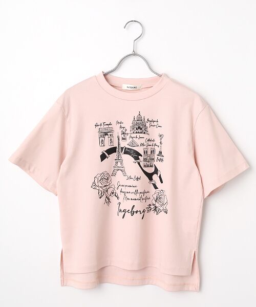 INGEBORG / インゲボルグ Tシャツ | フレンチアートプリントカットソー（ピンク）