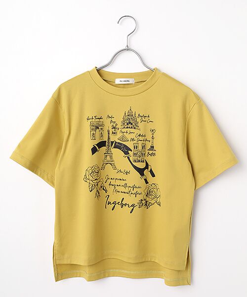 INGEBORG / インゲボルグ Tシャツ | フレンチアートプリントカットソー（イエロー）