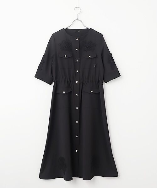 INGEBORG / インゲボルグ ロング・マキシ丈ワンピース | 透かしコード刺繍ワンピース（クロ）