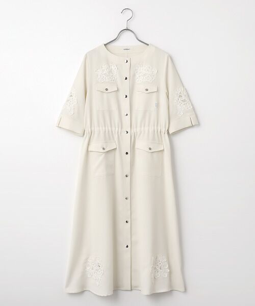 INGEBORG / インゲボルグ ロング・マキシ丈ワンピース | 透かしコード刺繍ワンピース（シロ）