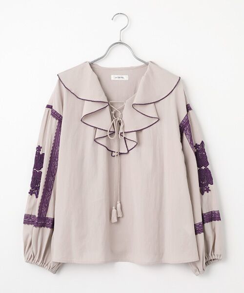 INGEBORG / インゲボルグ シャツ・ブラウス | ボヘミアン刺繍ブラウス（パープル）