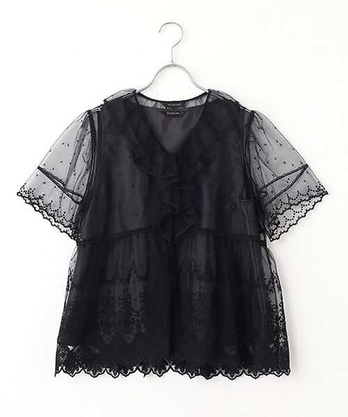 INGEBORG / インゲボルグ シャツ・ブラウス | オリジナルローズチュールブラウス（クロ）