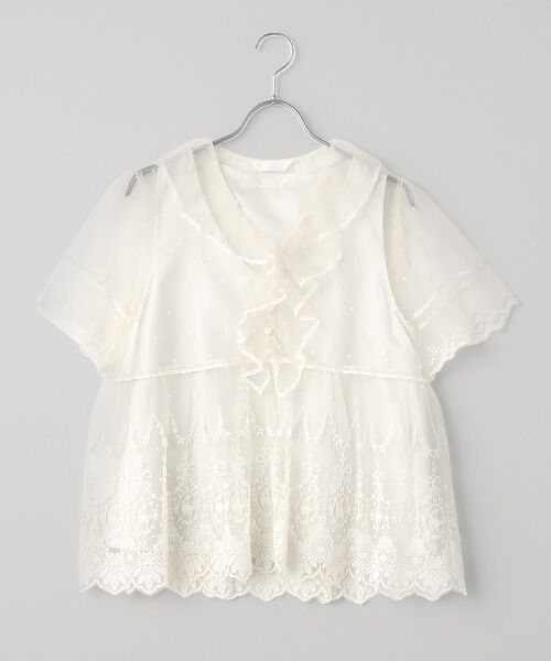 INGEBORG / インゲボルグ シャツ・ブラウス | オリジナルローズチュールブラウス（シロ）