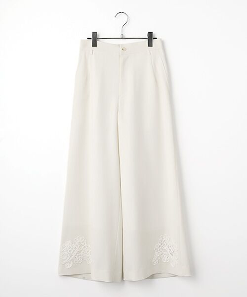 INGEBORG / インゲボルグ その他パンツ | 透かしコード刺繍ワイドパンツ（シロ）