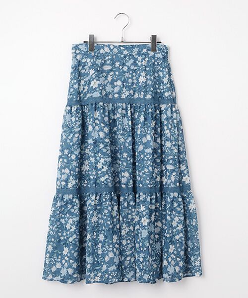 INGEBORG / インゲボルグ ロング・マキシ丈スカート | リトルガーデンpt.ティアードスカート（ブルー）