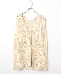 INGEBORG / インゲボルグ ベスト | 透かし編みパッチワークニットジレ