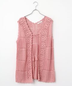 INGEBORG / インゲボルグ ベスト | 透かし編みパッチワークニットジレ