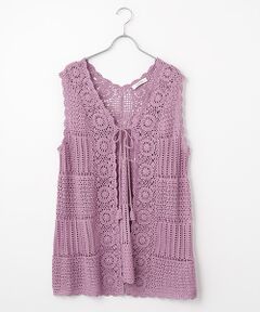 INGEBORG / インゲボルグ ベスト | 透かし編みパッチワークニットジレ