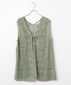 INGEBORG / インゲボルグ ベスト | 透かし編みパッチワークニットジレ