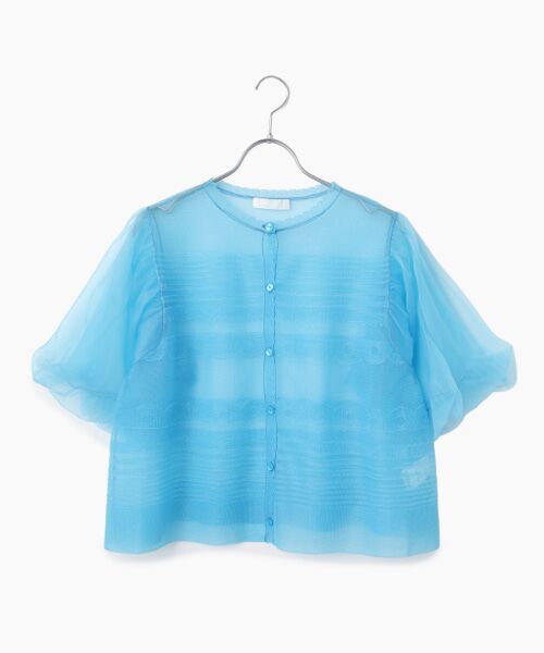 INGEBORG / インゲボルグ カーディガン・ボレロ | ボリュームスリーブニットカーディガン（ブルー）