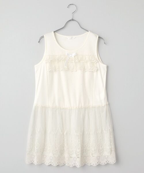 INGEBORG / インゲボルグ カットソー | オリジナルローズチュール使いカットソーチュニック（シロ）