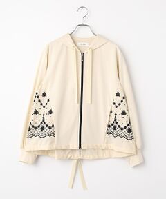 INGEBORG / インゲボルグ パーカー | ローズ刺繍使いカットソーパーカー