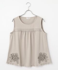 INGEBORG / インゲボルグ タンクトップ | 透かしコード刺繍ノースリーブカットソー