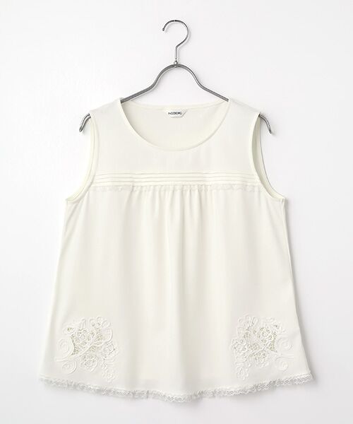 INGEBORG / インゲボルグ タンクトップ | 透かしコード刺繍ノースリーブカットソー（シロ）