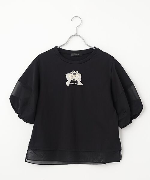 INGEBORG / インゲボルグ Tシャツ | リボンカメリアワンポイントカットソー（クロ）