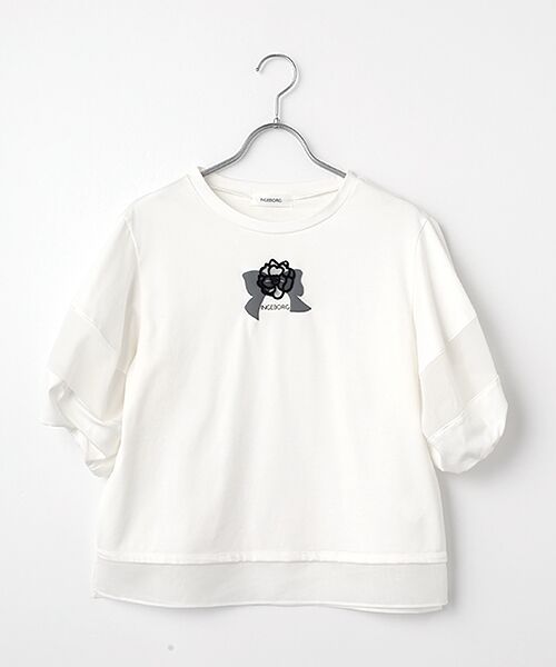 INGEBORG / インゲボルグ Tシャツ | リボンカメリアワンポイントカットソー（シロ）