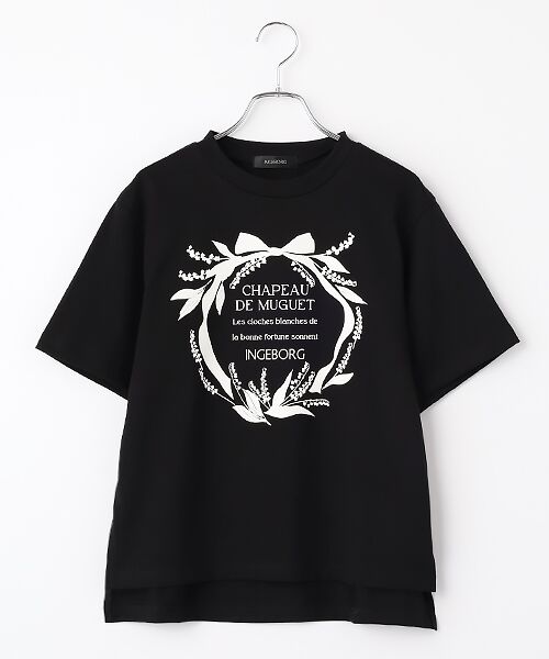 INGEBORG / インゲボルグ 未設定 | すずらんリースワンポイントpt.カットソー（クロ）