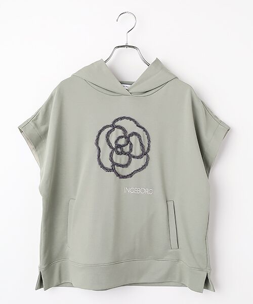 INGEBORG / インゲボルグ カットソー | カメリアワンポイントカットソー（グリーン）
