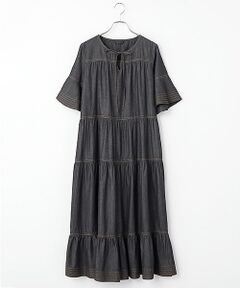 INGEBORG / インゲボルグ ロング・マキシ丈ワンピース | ライトデニムティアードワンピース