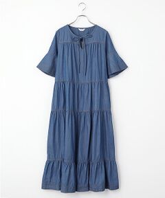 INGEBORG / インゲボルグ ロング・マキシ丈ワンピース | ライトデニムティアードワンピース