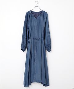 INGEBORG / インゲボルグ ロング・マキシ丈ワンピース | シアーデニムキーネックワンピース