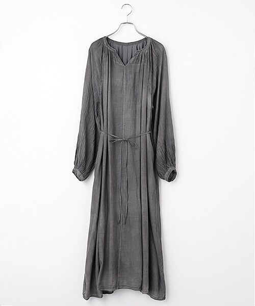 INGEBORG / インゲボルグ ロング・マキシ丈ワンピース | シアーデニムキーネックワンピース（クロ）