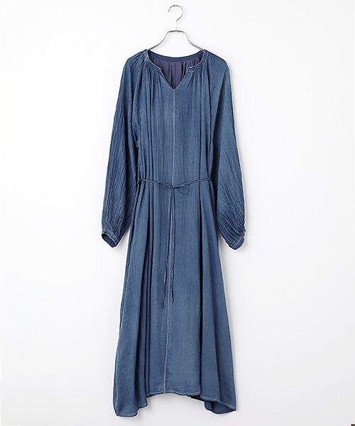 INGEBORG / インゲボルグ ロング・マキシ丈ワンピース | シアーデニムキーネックワンピース（ネイビー）
