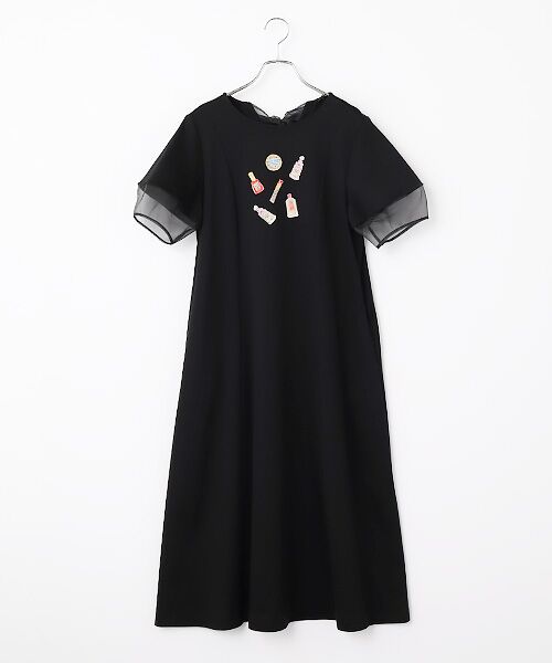 INGEBORG / インゲボルグ ロング・マキシ丈ワンピース | コスメティックワッペン付きカットソーワンピース（クロ）