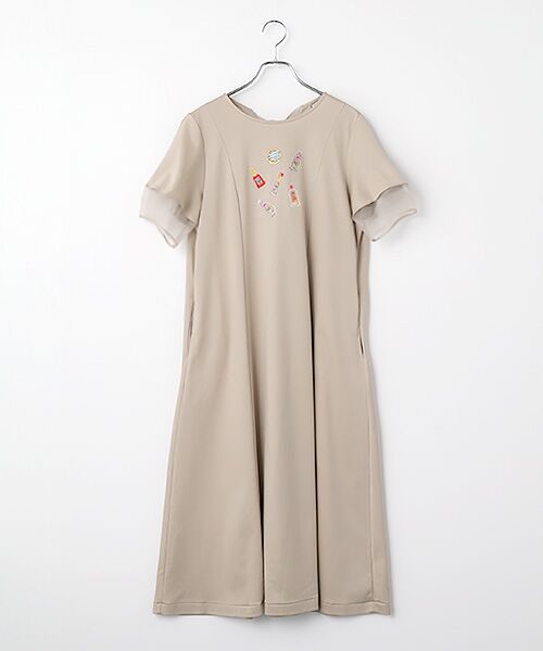 INGEBORG / インゲボルグ ロング・マキシ丈ワンピース | コスメティックワッペン付きカットソーワンピース（ベージュ）