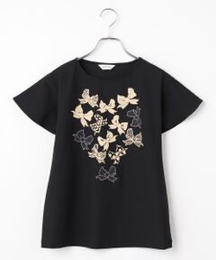 INGEBORG / インゲボルグ Tシャツ | リボンワンポイントpt.フリルスリーブカットソー