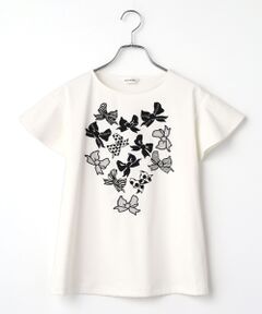 INGEBORG / インゲボルグ Tシャツ | リボンワンポイントpt.フリルスリーブカットソー