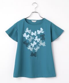 INGEBORG / インゲボルグ Tシャツ | リボンワンポイントpt.フリルスリーブカットソー