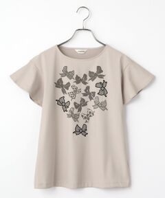 INGEBORG / インゲボルグ Tシャツ | リボンワンポイントpt.フリルスリーブカットソー