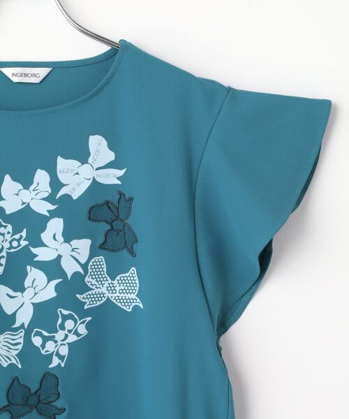 INGEBORG / インゲボルグ Tシャツ | リボンワンポイントpt.フリルスリーブカットソー | 詳細4