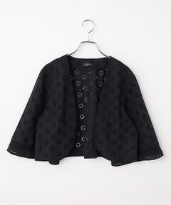 INGEBORG / インゲボルグ ノーカラージャケット | 花柄レース刺繍ボレロジャケット