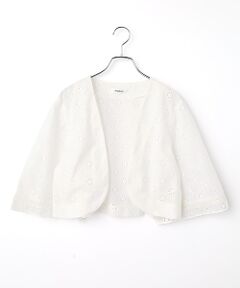 INGEBORG / インゲボルグ ノーカラージャケット | 花柄レース刺繍ボレロジャケット
