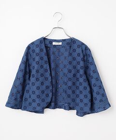 INGEBORG / インゲボルグ ノーカラージャケット | 花柄レース刺繍ボレロジャケット