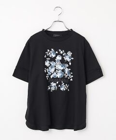 INGEBORG / インゲボルグ Tシャツ | サマーモノトーンフラワーワンポイントpt.カットソー