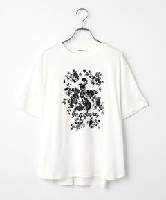 INGEBORG / インゲボルグ Tシャツ | サマーモノトーンフラワーワンポイントpt.カットソー