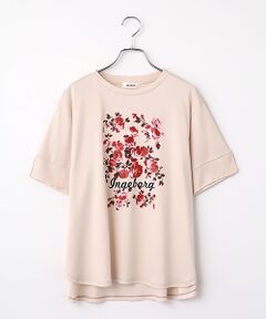 INGEBORG / インゲボルグ Tシャツ | サマーモノトーンフラワーワンポイントpt.カットソー