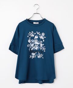 INGEBORG / インゲボルグ Tシャツ | サマーモノトーンフラワーワンポイントpt.カットソー