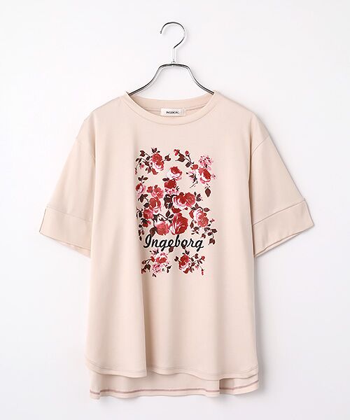 INGEBORG / インゲボルグ Tシャツ | サマーモノトーンフラワーワンポイントpt.カットソー（ピンク）