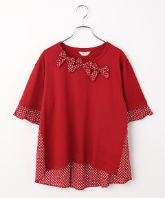 水玉プリント切り替えカットソー