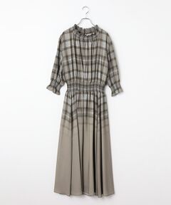 INGEBORG / インゲボルグ ロング・マキシ丈ワンピース | グラデーションチェック シフォンワンピース