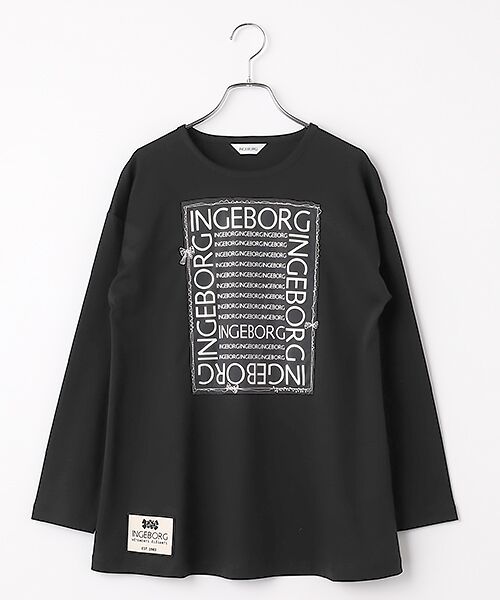 INGEBORG / インゲボルグ カットソー | ロゴアレンジプリントカットソー（クロ）