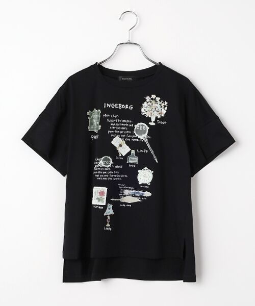 INGEBORG / インゲボルグ カットソー | レターワンポイントpt.Tシャツ（クロ）
