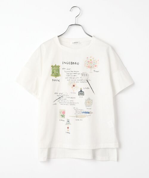 INGEBORG / インゲボルグ カットソー | レターワンポイントpt.Tシャツ（シロ）
